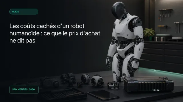Robot humanoïde en maintenance avec batterie, articulations et outils